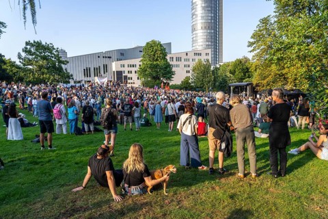 Protests against a so-called citizens' dialogue of the AfD in the Philharmonie in Essen, the