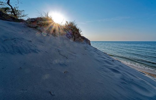Sandy beach beach and dunes in the Slowinski National Park, Slowinski Park Narodowy, on the Baltic