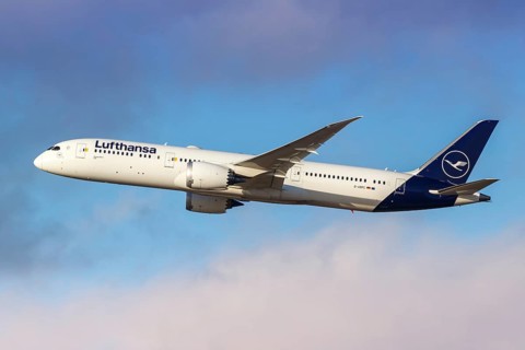A Lufthansa Boeing 787-9 Dreamliner aircraft with the registration D-ABPC at the airport in Munich,