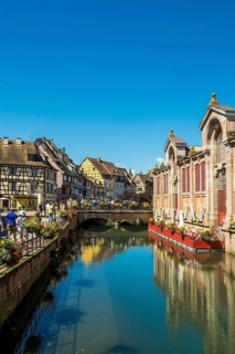 Picturesque colourful half-timbered houses, La Petite Venise, Colmar, Alsace, Bas-Rhin, France,