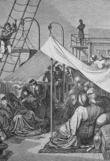 The woman of a Turkish harem on the steamboat between Constantinople and Barna, Turkey, Historical,