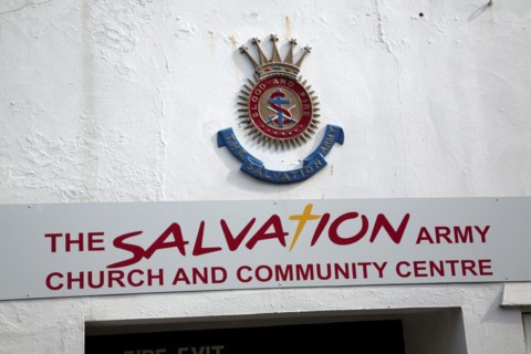 Salvation Army church and community centre sign, Woodbridge, Suffolk, England, UK