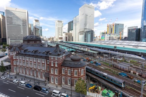Tokyo Station with Shinkansen trains in Tokyo, Japan, Asia