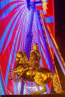 Augustus Market in Dresden. Equestrian statue of Augustus the Strong, also known as the Golden
