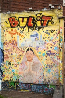 Bullit record store street art graffiti, Eindhoven city centre, North Brabant province, Netherlands