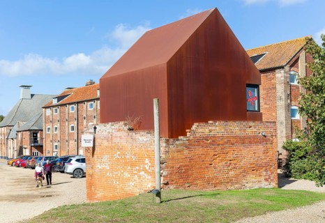 Brick and metal building 'Dovecote Studio', Snape Maltings, Suffolk, England, UK