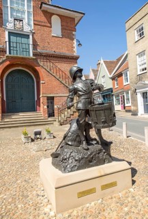 'The Drums of Fore and Aft' drummer boy sculpture by Arnold, Earl of Albemarle, Shire Hall, Market