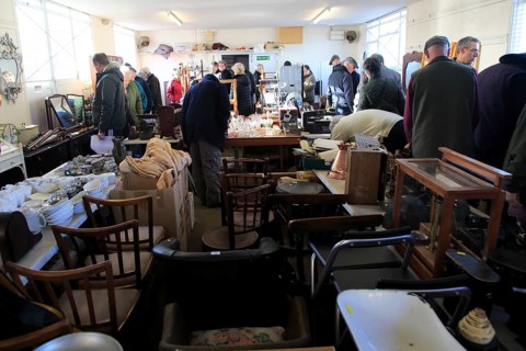 Furniture and household goods on sale at traditional country auction, Campsea Ashe, Suffolk,