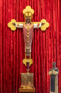 Detroit, Michigan, A cross with a Black Jesus at St. Matthew's & St. Joseph's Episcopal church. An