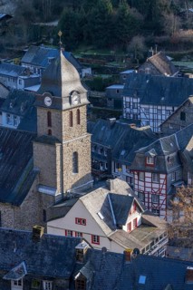 Monschau, Old Town, Eifel, North Rhine-Westphalia, Germany, Aukirche, Europe