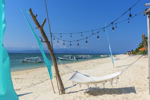 Hammock on the beach of the holiday island Nusa Lembongan, beach, beach holiday, beach holiday,