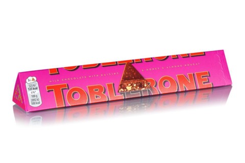 Toblerone chocolate of the sultana variety from Tobler and Mondelez International Freelance