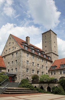 Feuerstein Castle, a modern building ensemble in the style of a castle near Ebermannstadt in the