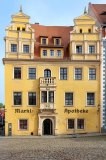 Historical Marktapotheke pharmacy, Market square, Meissen, Saxony, Germany, Europe