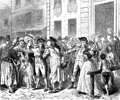 Fever of the revolution in the Rhineland, mistrust, revolt, uprising, crowd, street scene, news