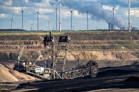 Opencast lignite mine Garzweiler 2, excavator 288, bucket wheel excavator, excavates lignite,