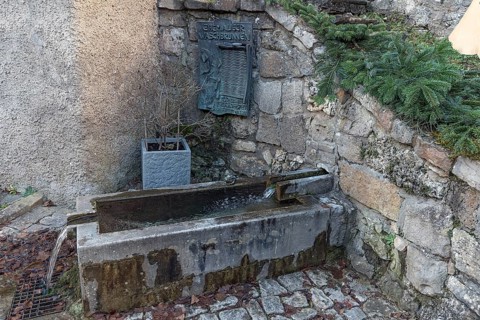 Historic washing fountain, Egloffstein, Upper Franconia, Bavaria, Germany, Europe