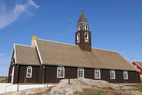 Zion church, Ilulissat, Icefjord, Disko Bay, Qaasuitsup, Greenland, Polar Regions, Arctic, North