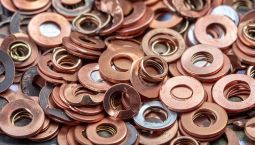 Material, metal, copper, a large quantity of copper washers