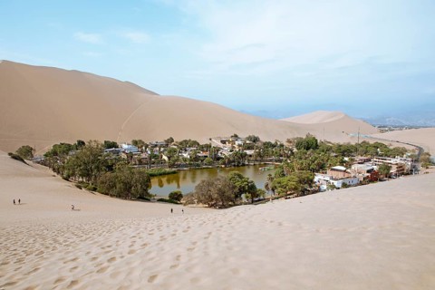 Laguna de Huacachina oasis, Ica, Ica region, Ica province, Peru, South America