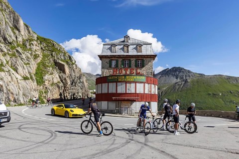 Hotel Belvédère on the Furka, the most famous pass hotel in the world. The building is closed and