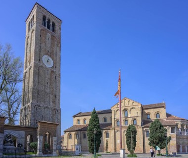 Campanile and Basilica di Santi Maria e Donato, Murano, Venice, Metropolitan City of Venice, Italy,