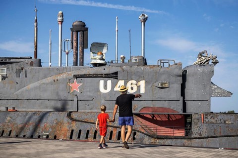 Submarine JULIETT U-461, former Russian submarine, tourist attraction in the Maritime Museum