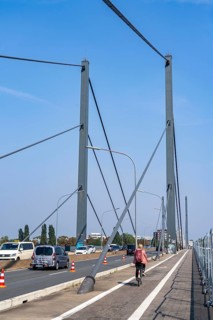The Theodor-Heuss-Bridge, Rhine crossing, cable-stayed bridge, first road bridge of the so-called