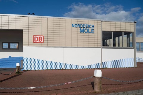 Norddeich Mole railway station, Norddeich, East Frisia, Lower Saxony, Germany, Europe