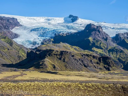 Vast floodplain of the Öræfajökull glacier at the Haalda depression, east of Skaftafell, aerial
