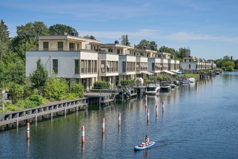 New buildings, Tegel harbour, Humboldt island, Tegel, Reinickendorf, Berlin, Germany, Europe