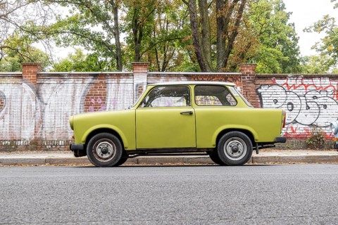 Trabant. Berlin Wall Memorial, sight and reminder of the division by the Berlin Wall and of the