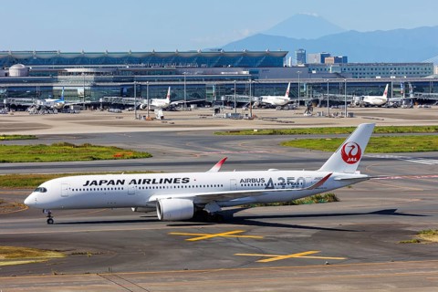 A JAL Japan Airlines Airbus A350-900 aircraft with the registration number JA02XJ at Tokyo Haneda