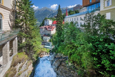 Waterfall of the Gasteiner Ache in the centre, Bad Gastein, Gastein Valley, Hohe Tauern, Pongau,