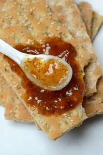 Fig jam on crispbread, Ficus carica