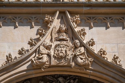 Relief depiction above the entrance portal of the Gothic Heilig-Kreuz-Münster, Rottweil,