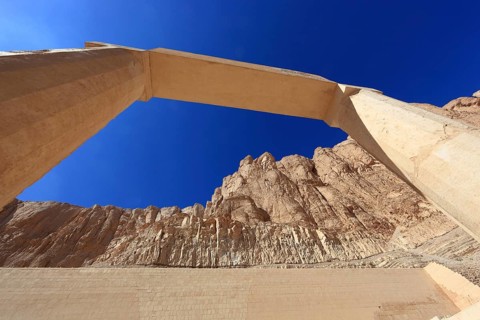 Part of the temple complex, columns, mortuary temple of Hatshepsut, Hatshepsut Temple in Deir