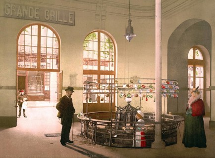 Spring of the Grande Cricket, large grid, hot spring with 39 degrees, Vichy, France, ca 1890,