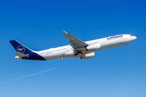 A Lufthansa Airbus A330-300 aircraft with the registration D-AIKP at the airport in Frankfurt,