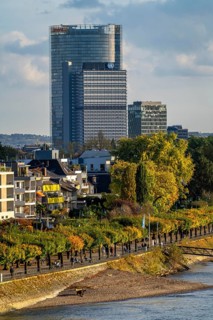 Skyline Bonn on the Rhine, in front the UNFCCC Secretariat of the Framework Convention on Climate
