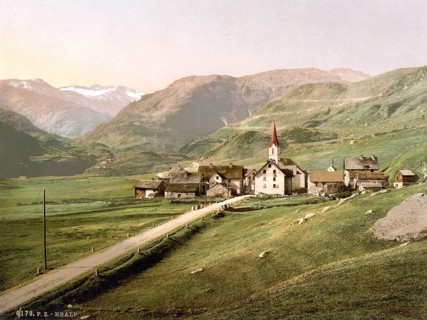 Furka Pass, Realp, general view, Bernese Oberland, Switzerland, Historic, digitally restored