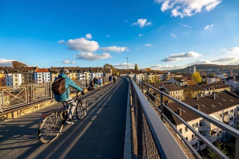 The Nordbahntrasse, a cycle path, footpath, on a former 22 km long railway line, along the