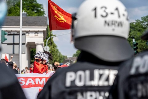 Police operation at a demonstration against the planned assembly law in North Rhine-Westphalia, in