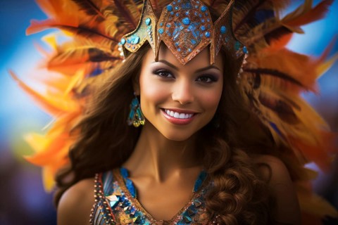 Captivating image capturing the essence of the Rio Carnival, showcasing a dancer adorned in an