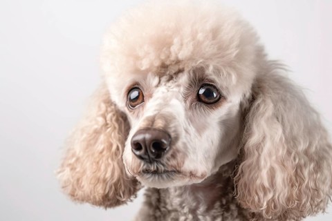 Portrait of white poodle dog. KI generiert, generiert AI generated