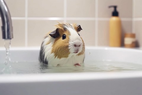 Guinea pig in bathing tube. KI generiert, generiert AI generated