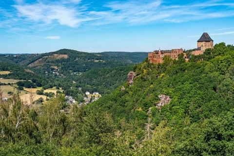 Nideggen Castle, above the Rur Valley, keep, Eifel, North Rhine-Westphalia, Germany, Europe