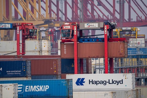 Container terminal in the seaport of Bremerhaven, Eurogate Container Terminal with almost 50