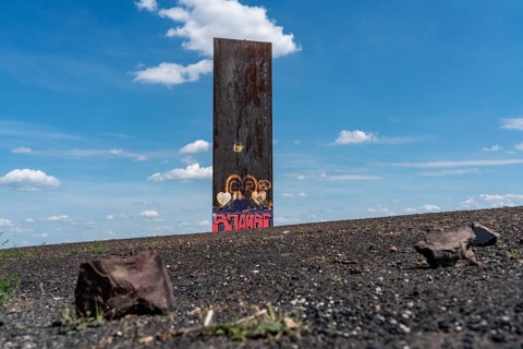 Schurenbach Halde, Bramme landmark for the Ruhr area by artist Richard Serra, Essen, North