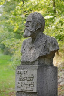 Bust of Ernst von Bandel the builder of the Hermann monument, Detmold, Teutoburg Forest, North